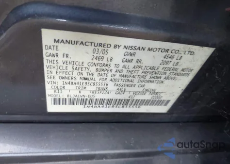 2005 Nissan Maxima 3.5 Se from USA, damaged, VIN 1N4BA41E95C855556